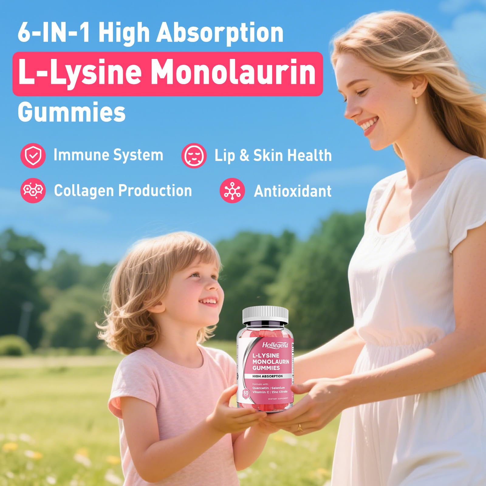 HOLLEGEND L-Lysine Monolaurin Gummies nutritional information