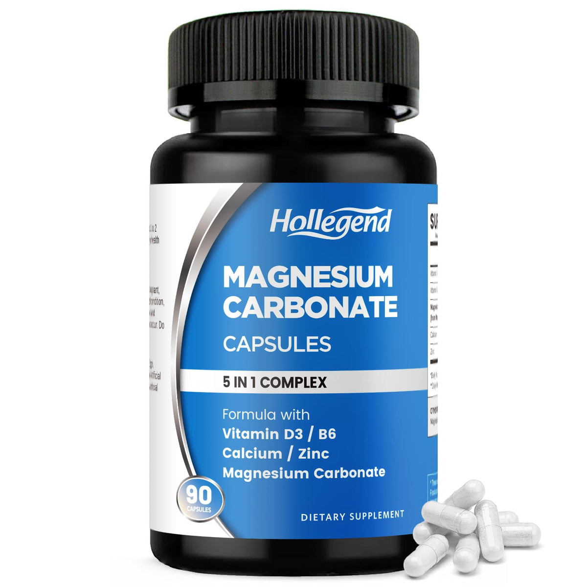 HOLLEGEND Magnesium Carbonate Supplement 500mg front view