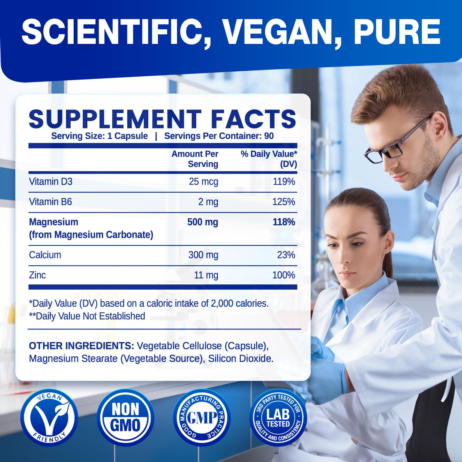 HOLLEGEND Magnesium Carbonate Supplement 500mg side view
