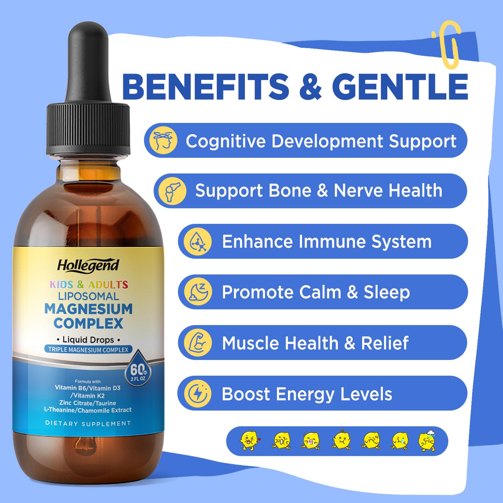 HOLLEGEND Magnesium Complex Liquid Drops dosage dropper