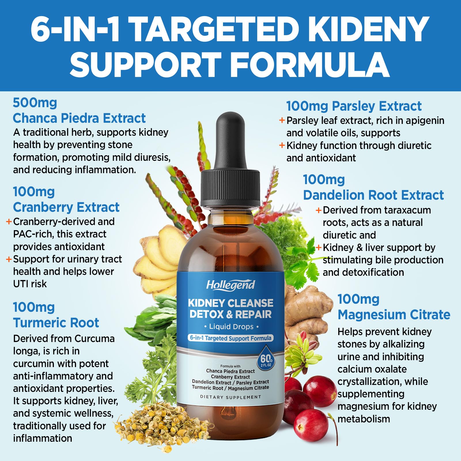 HOLLEGEND Organic Cranberry Supplement with herbal background