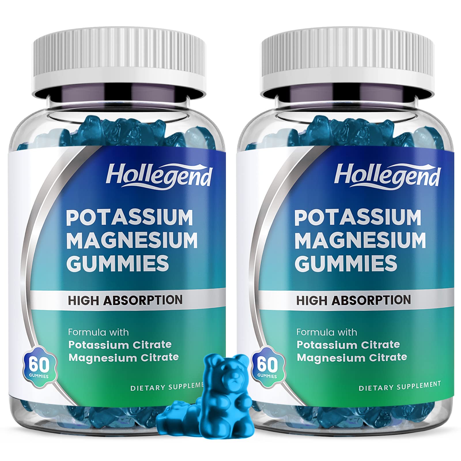 HOLLEGEND Potassium Magnesium Gummies front view with packaging