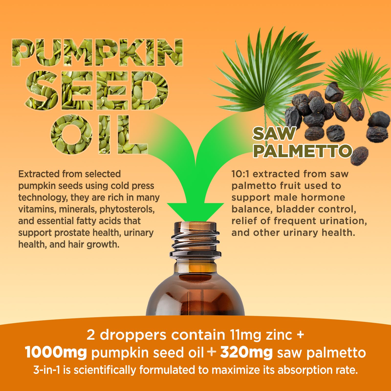 HOLLEGEND Pumpkin Seed Oil with Saw Palmetto 1000mg side view