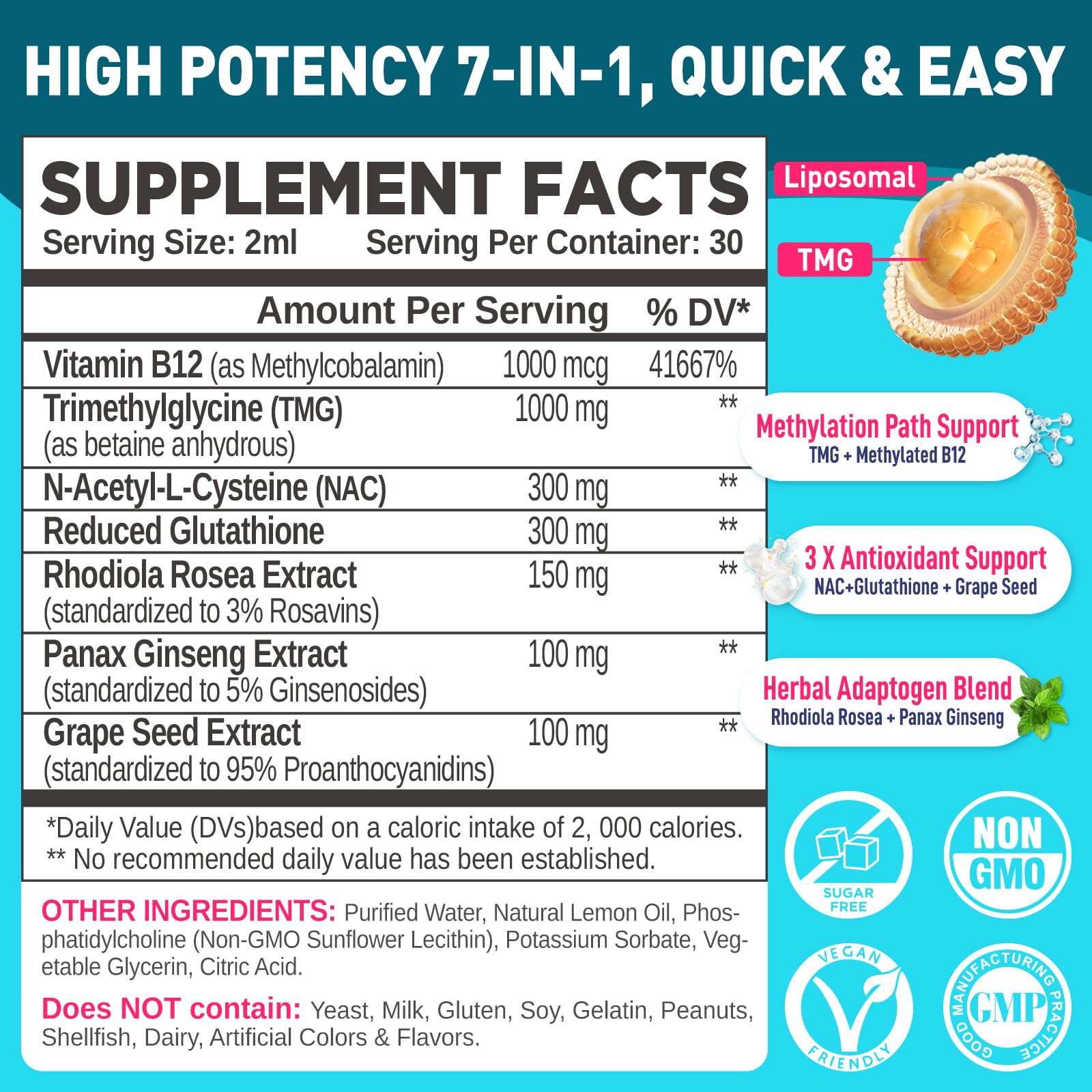 HOLLEGEND TMG Liquid Drops bottle with natural blueberry flavour