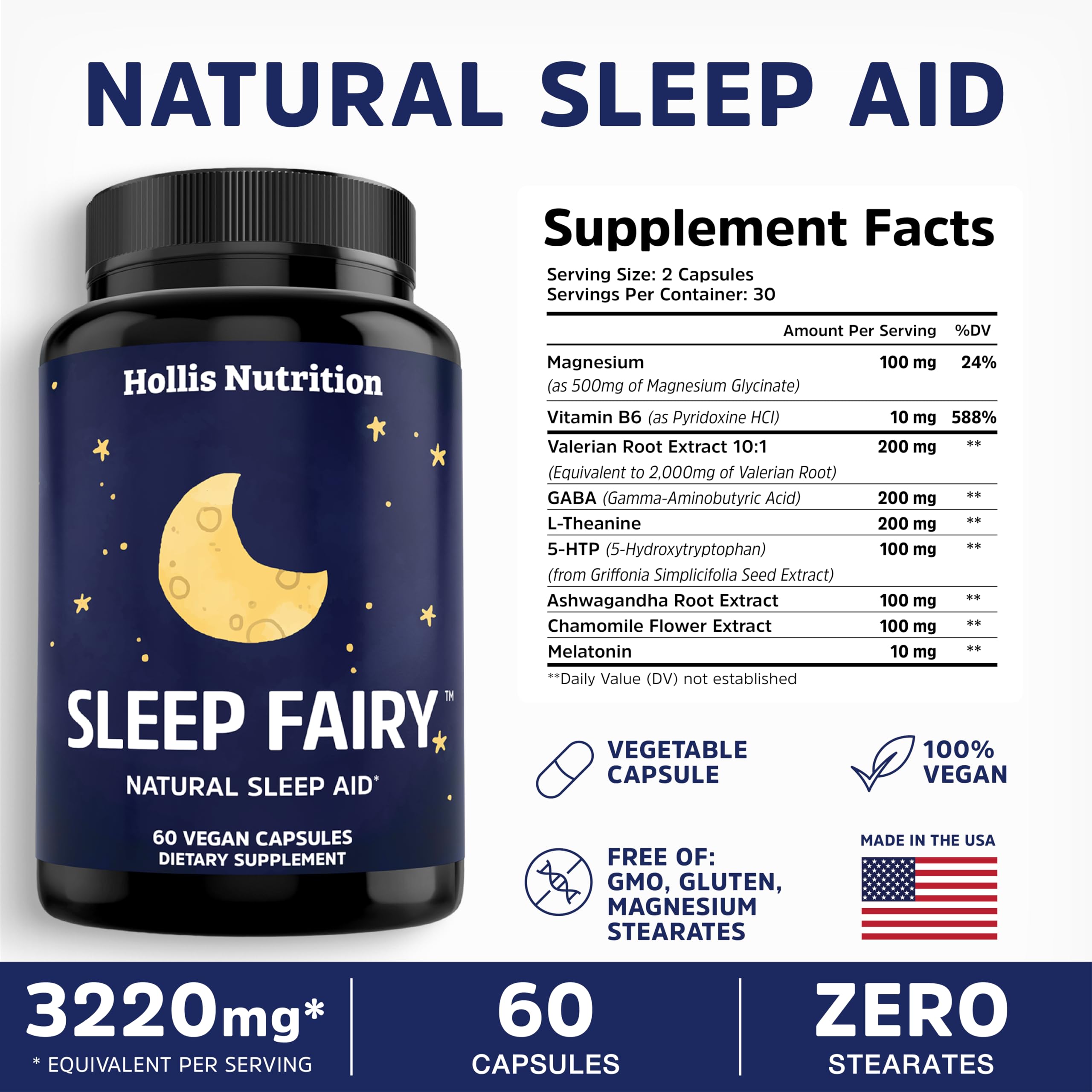 Hollis Nutrition Sleep Fairy capsules in a hand