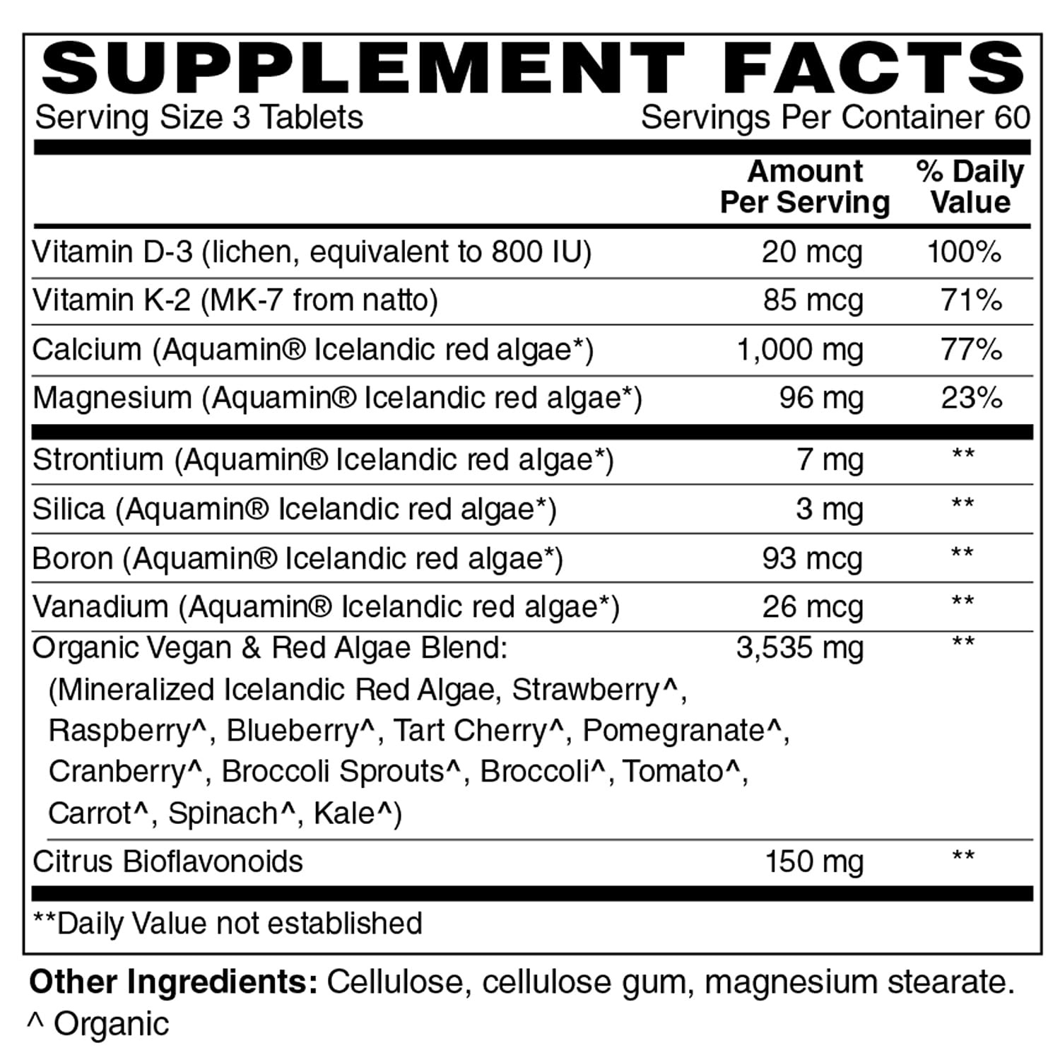 Holly Hill Calcium Supplement bottle side view