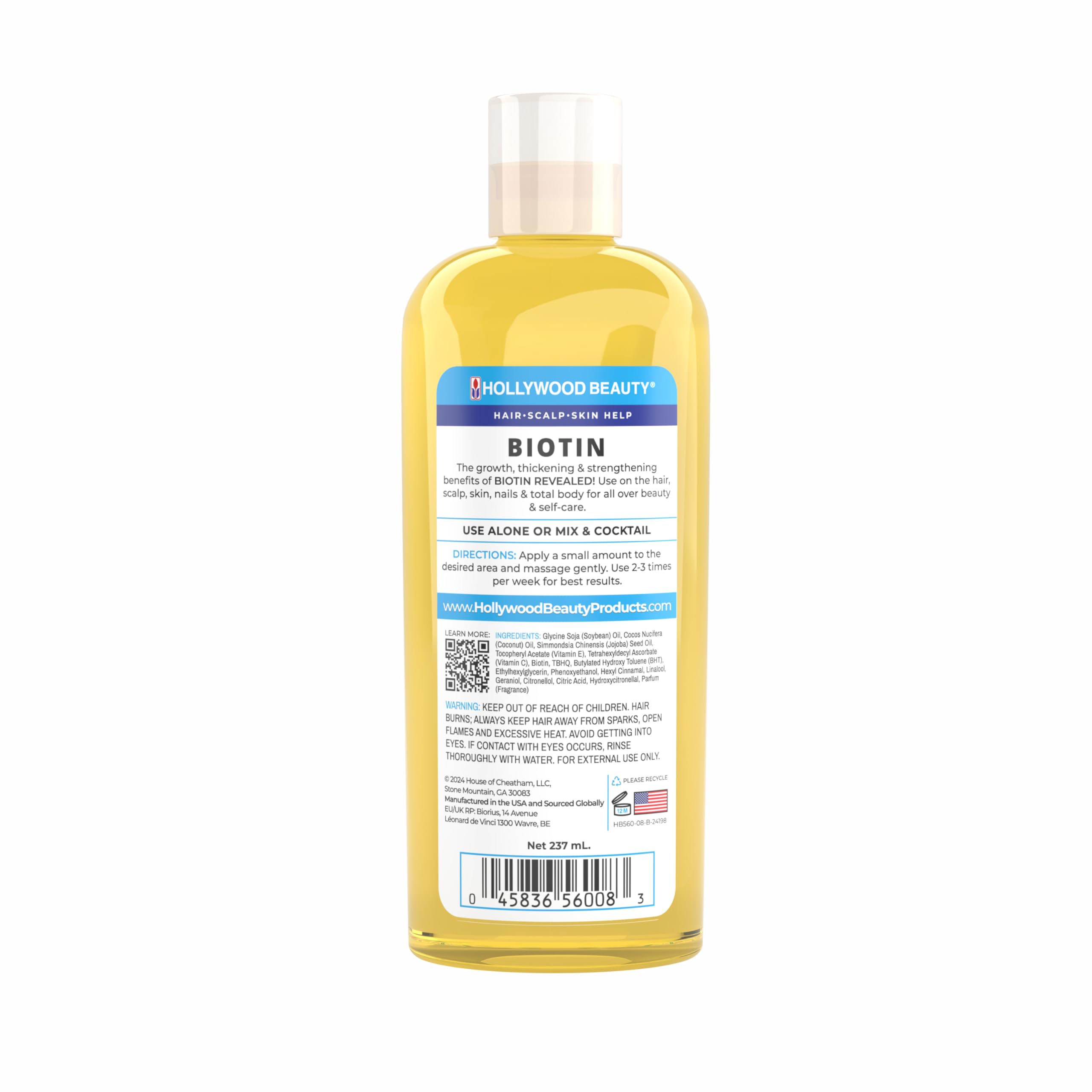 Hollywood Beauty Biotin Oil packaging side view