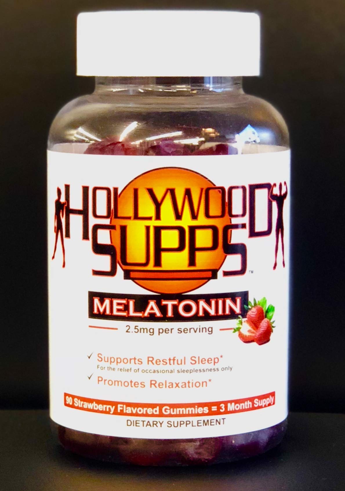 Hollywood Supps Melatonin Gummies front view with packaging
