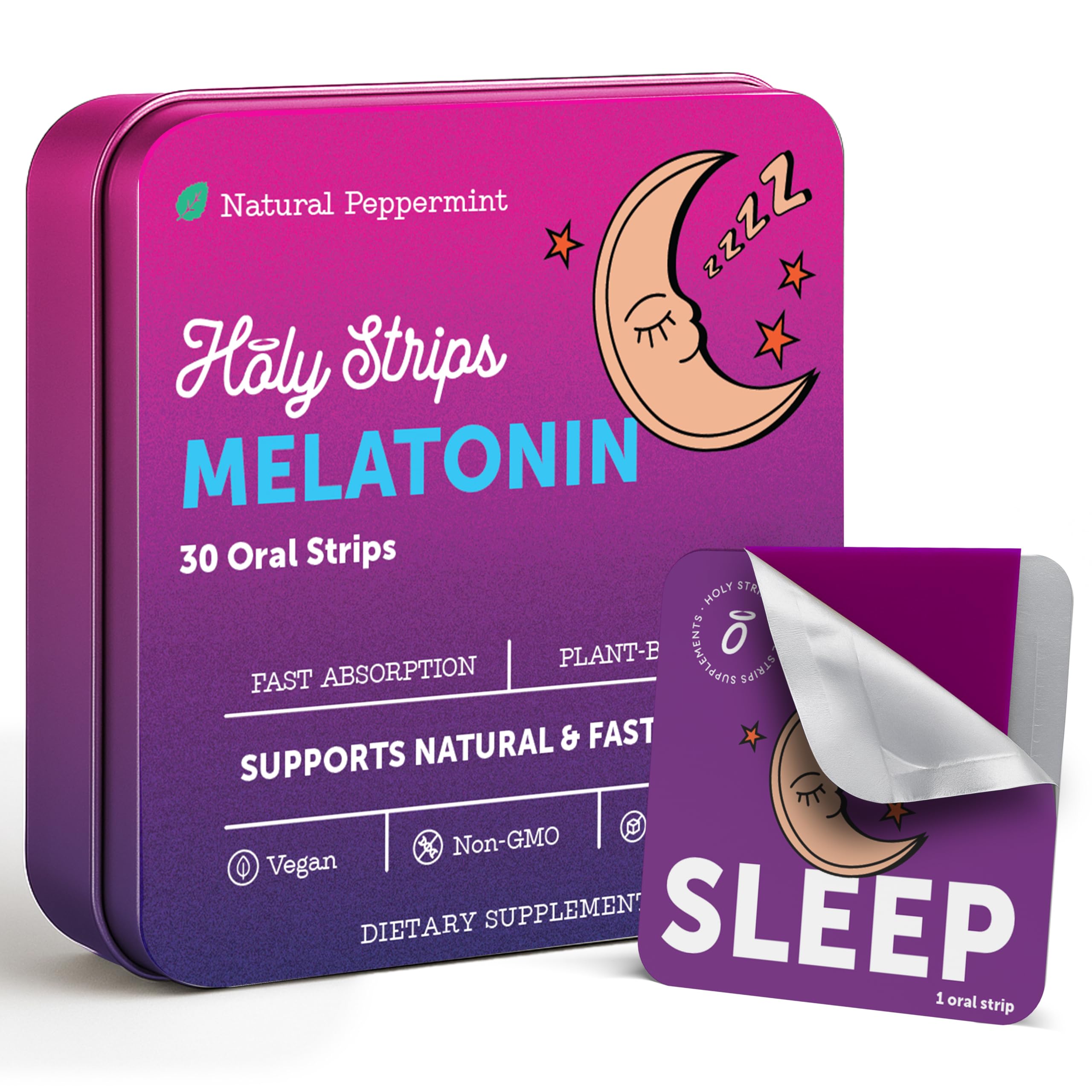HOLY STRIPS Melatonin Oral Strips packaging front view