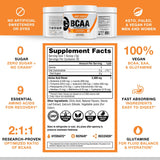 Honey Badger BCAA + EAA Powder 180g with fitness equipment