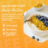 HONEYBEEZONE Bee Pollen Granules sprinkled over cereal
