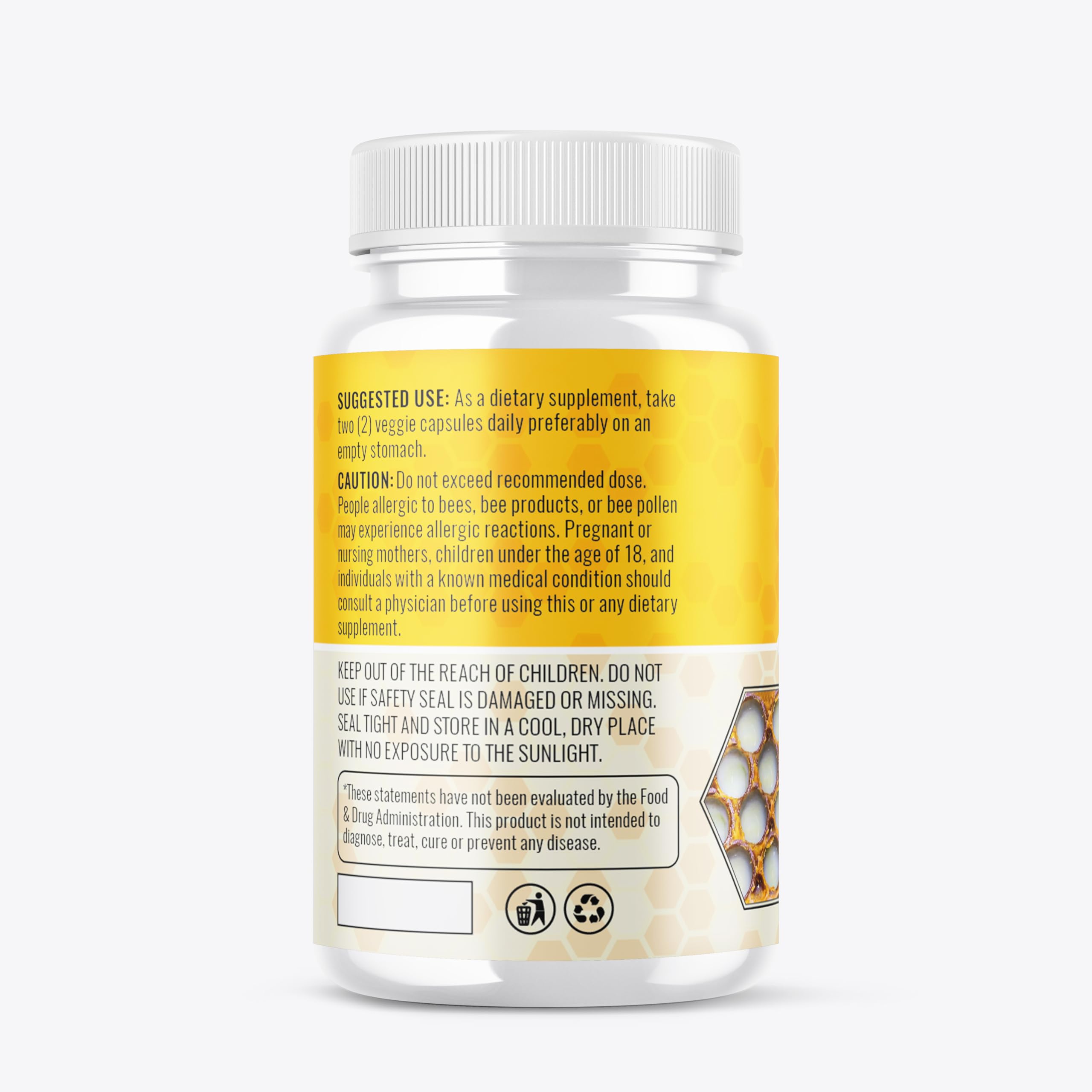 HONEYBEEZONE Royal Jelly 50g back view with ingredients list