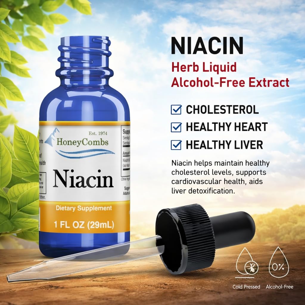 HoneyCombs Liquid B3 Niacin Drops 85g side view