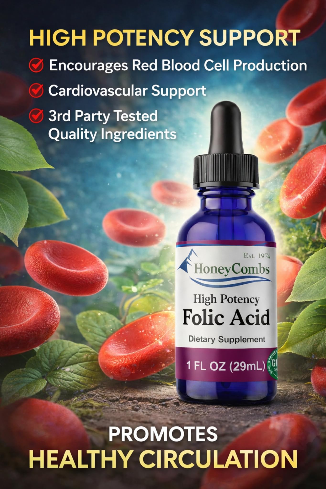 HoneyCombs Liquid Folate B9 Drops 85g ingredients list