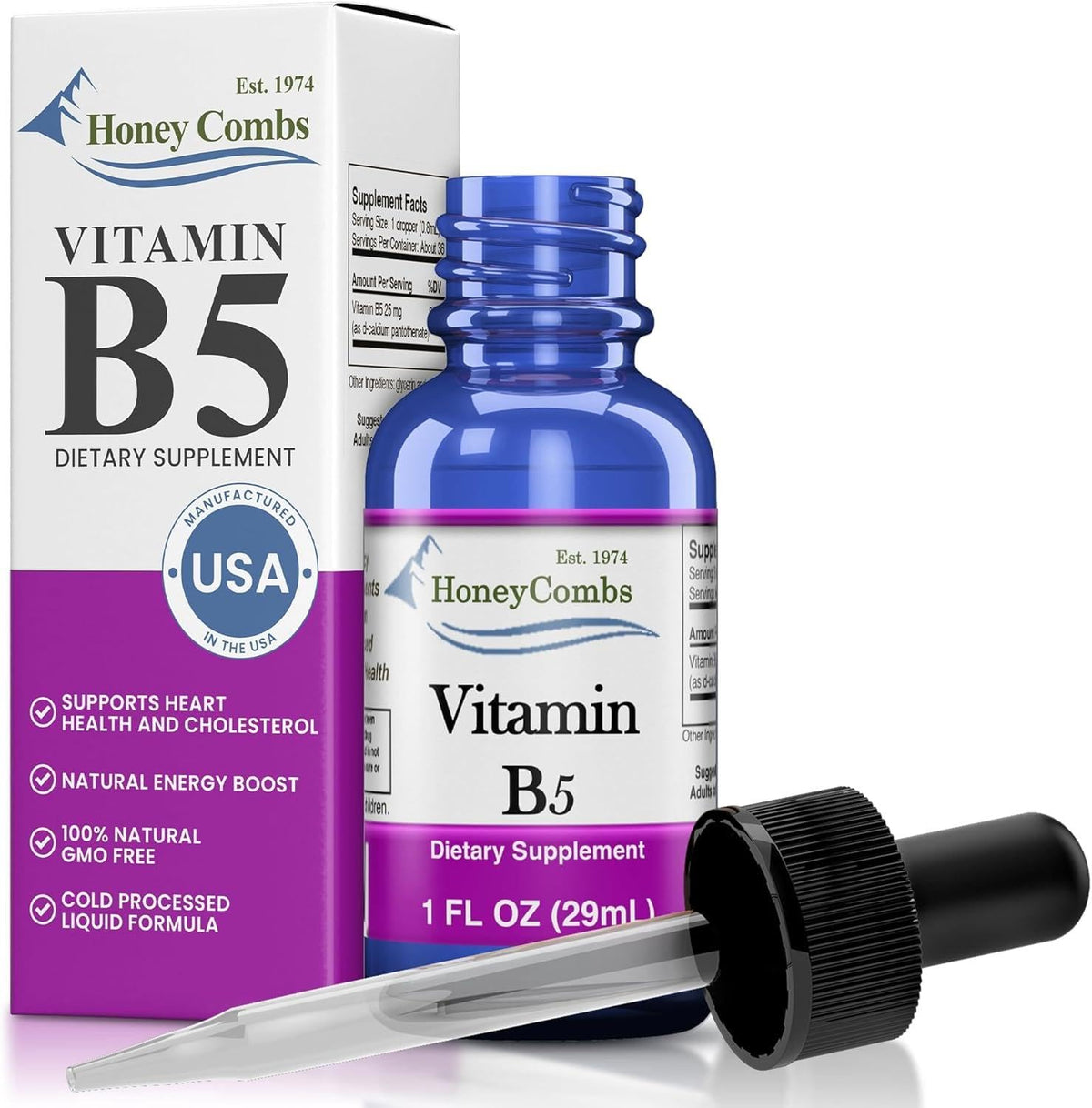 HoneyCombs Liquid Vitamin B5 Extract 50mg front view