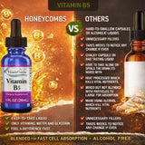 HoneyCombs Liquid Vitamin B5 Extract 50mg with a glass of water