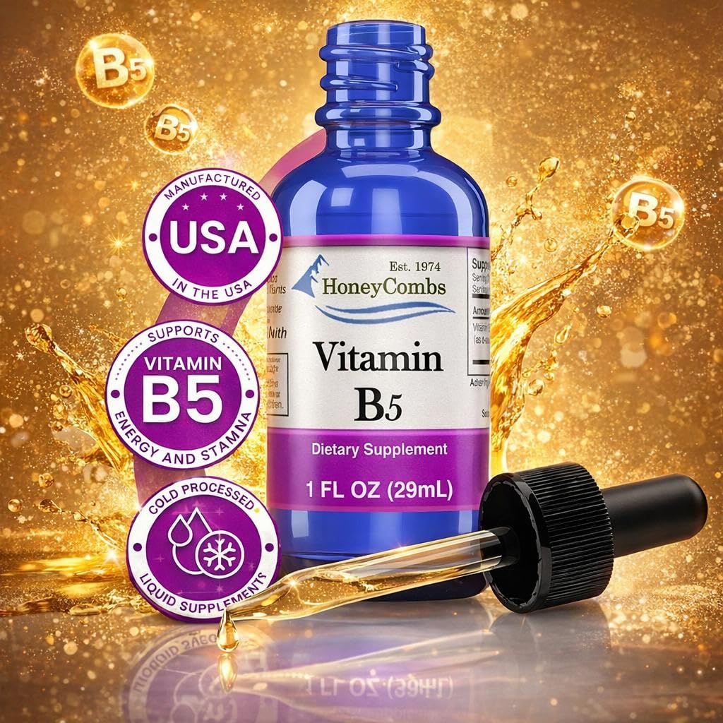 HoneyCombs Liquid Vitamin B5 Extract 50mg with measuring spoon