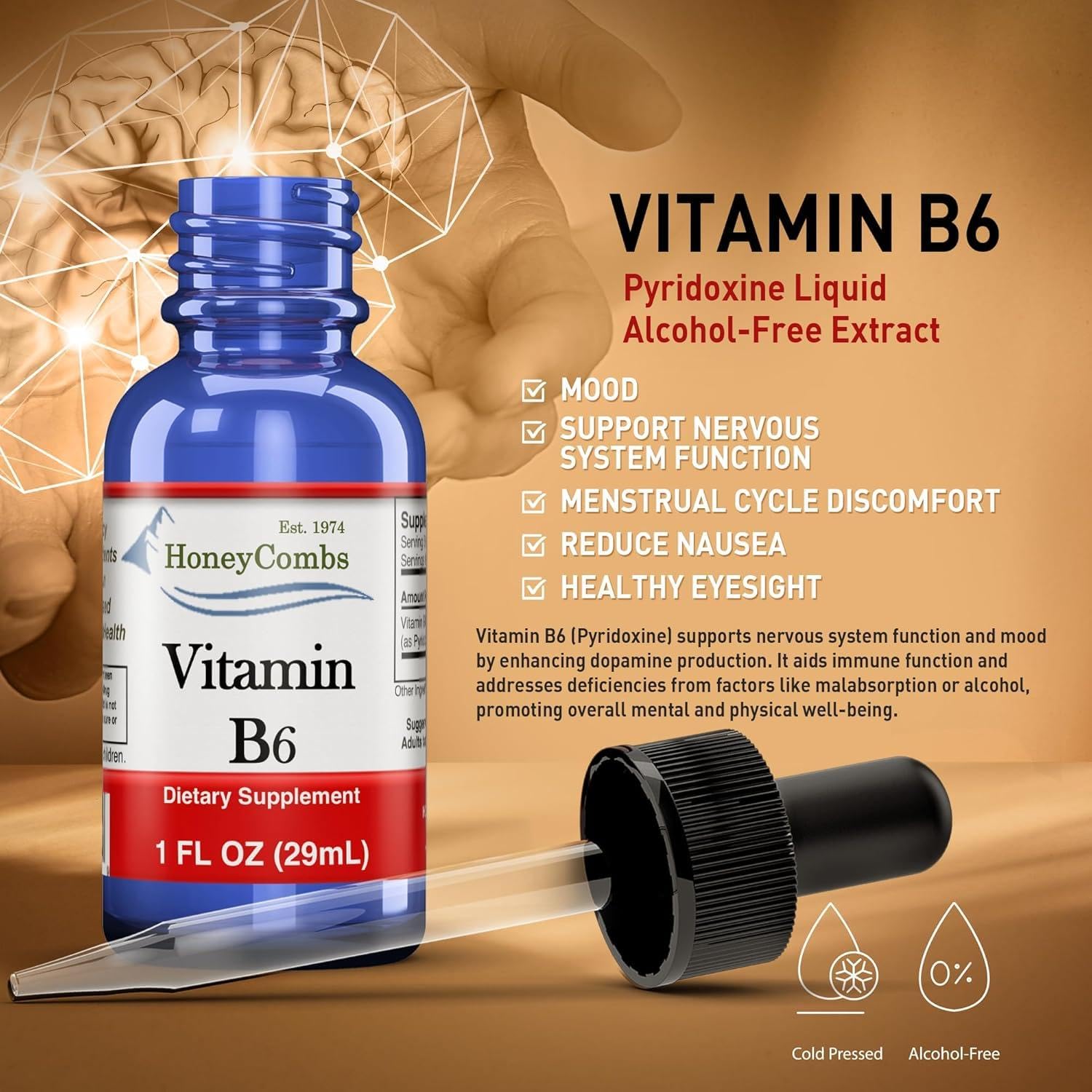 HoneyCombs Liquid Vitamin B6 Drops 28g packaging
