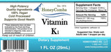 HoneyCombs Liquid Vitamin K1 Drops 82g bottle back view