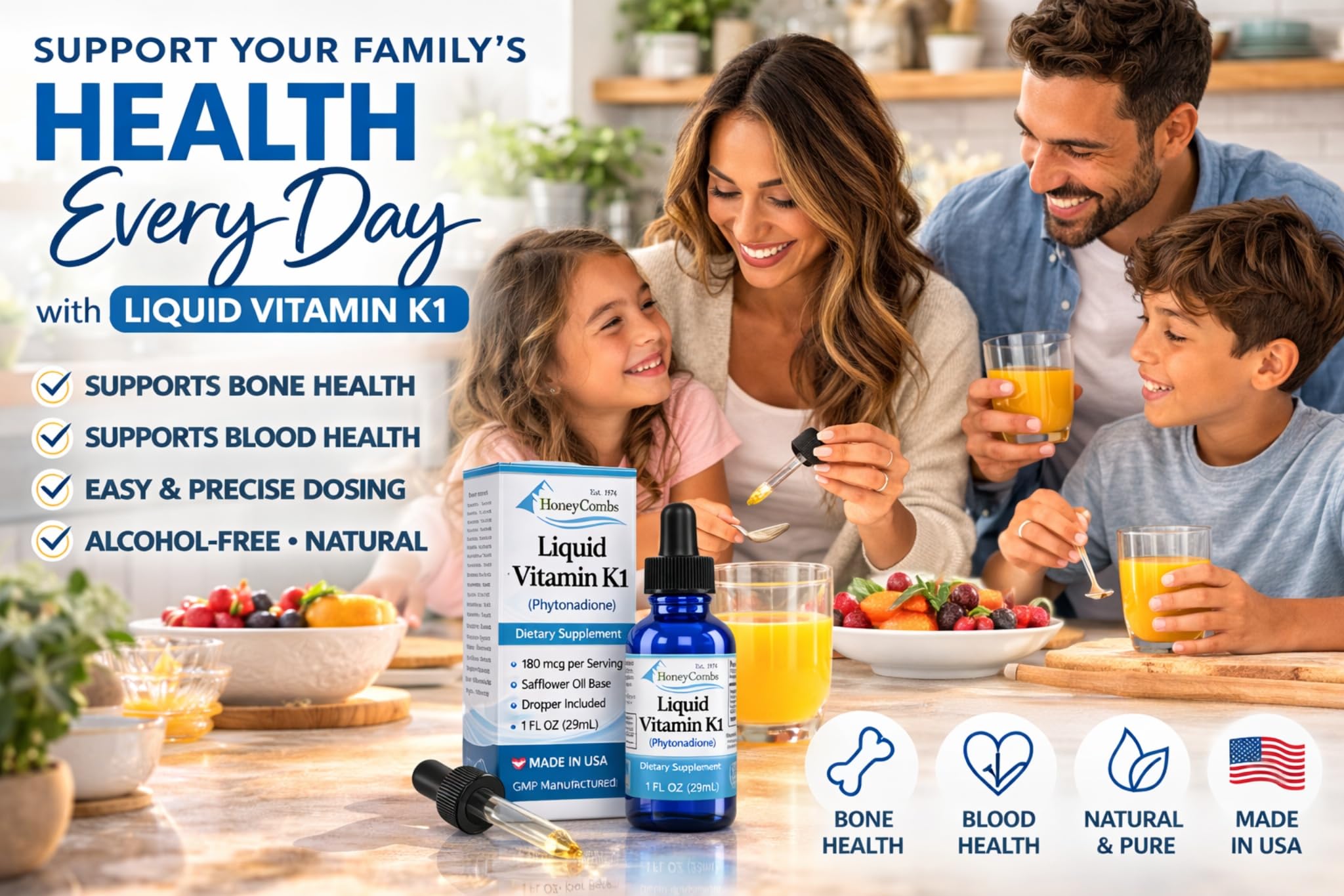 HoneyCombs Liquid Vitamin K1 Drops 82g lifestyle scene