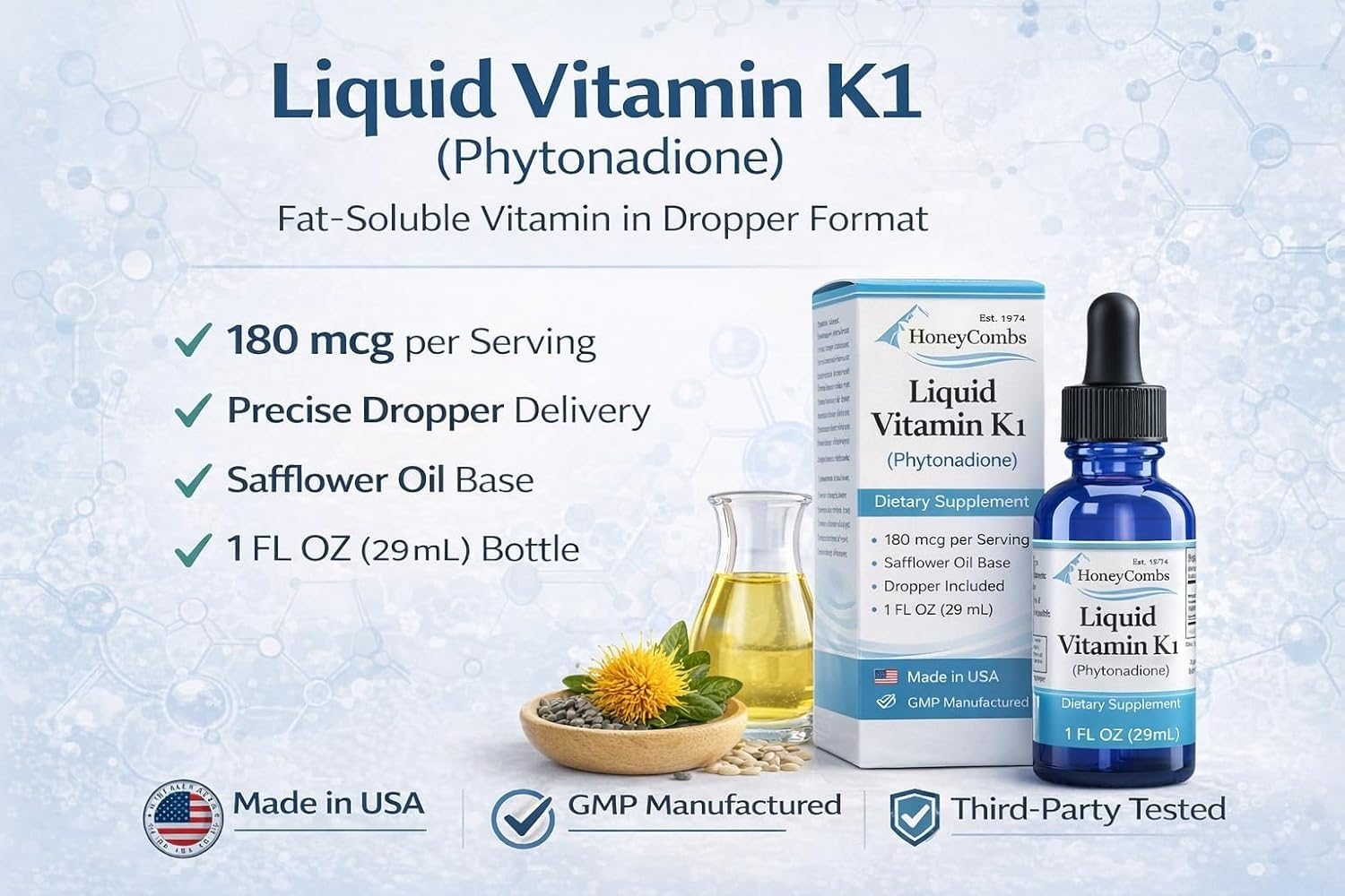 HoneyCombs Liquid Vitamin K1 Drops 82g packaging details