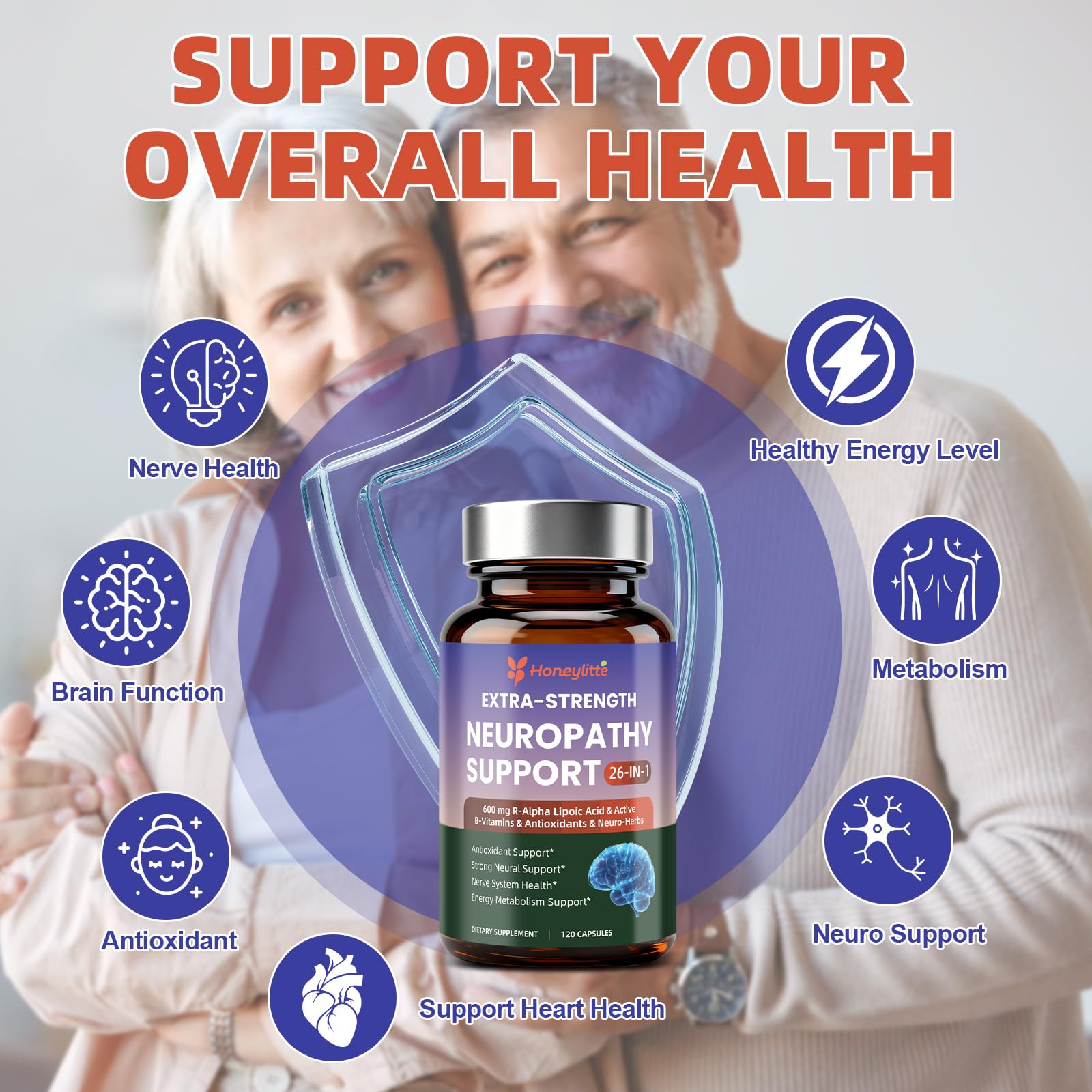 Honeylitte 26-in-1 Nerve Health Formula bottle back view