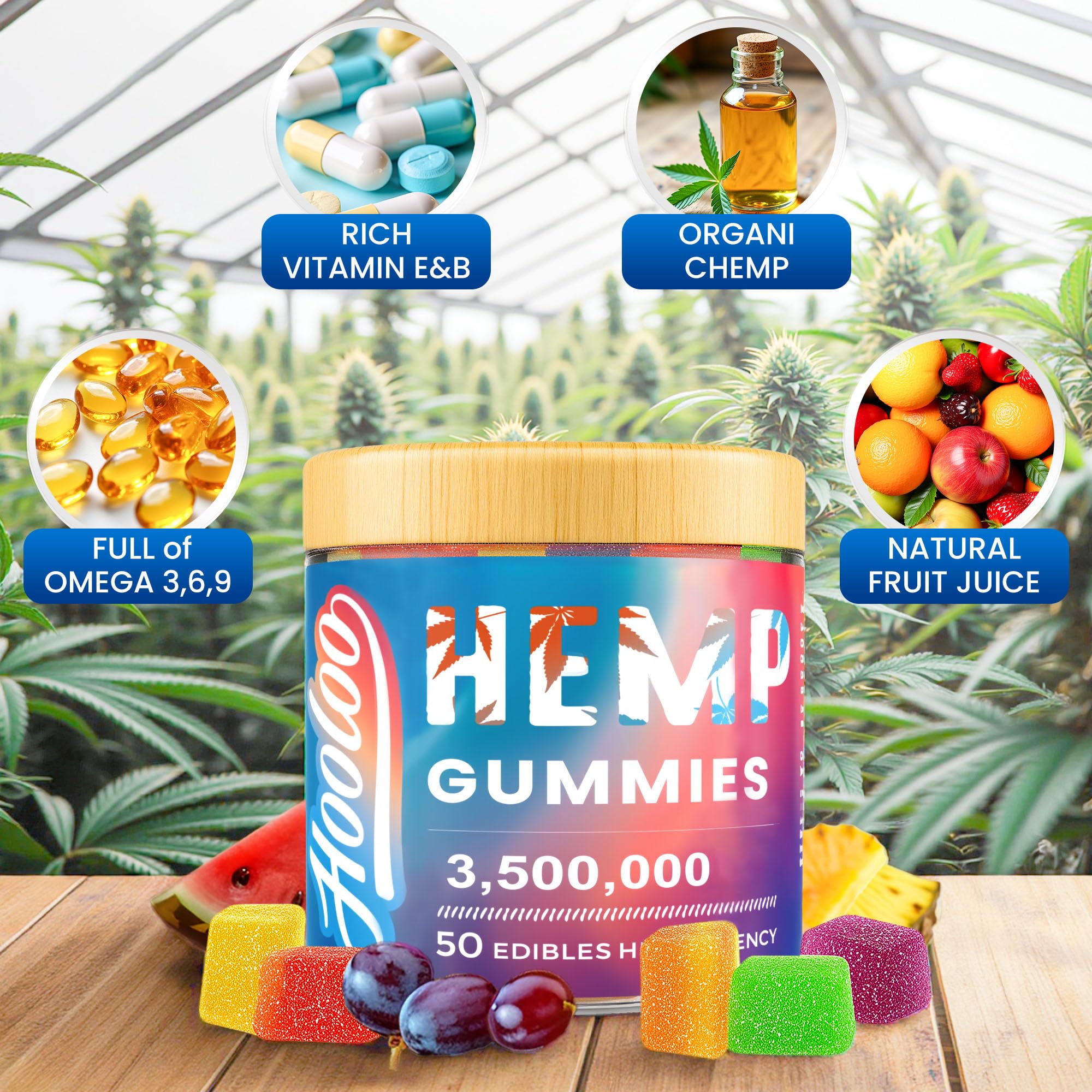 HOOLOO Hemp Gummies Citrus flavour close-up