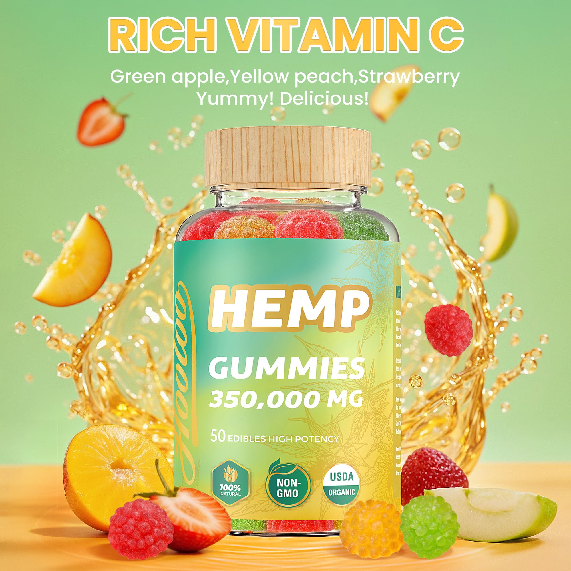 HOOLOO Hemp Gummies close-up of gummies