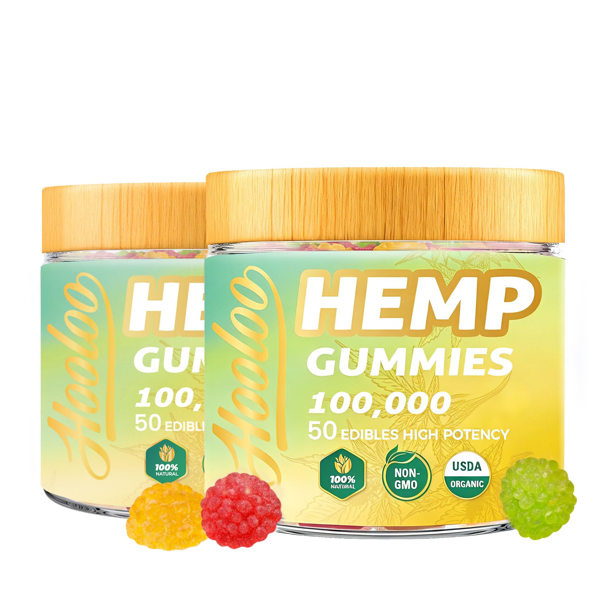 HOOLOO Hemp Gummies front view with fruity flavours