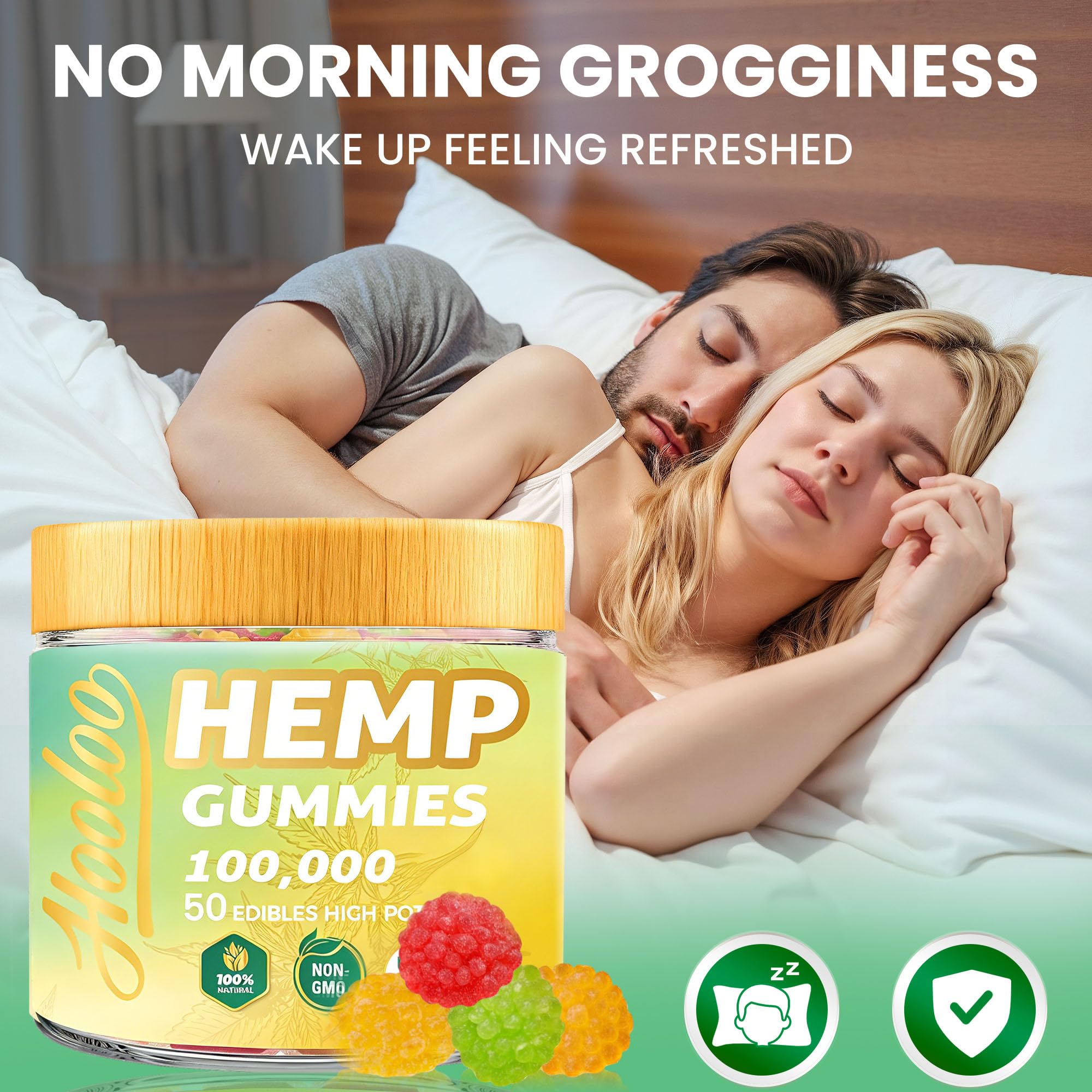HOOLOO Hemp Gummies green apple flavour displayed