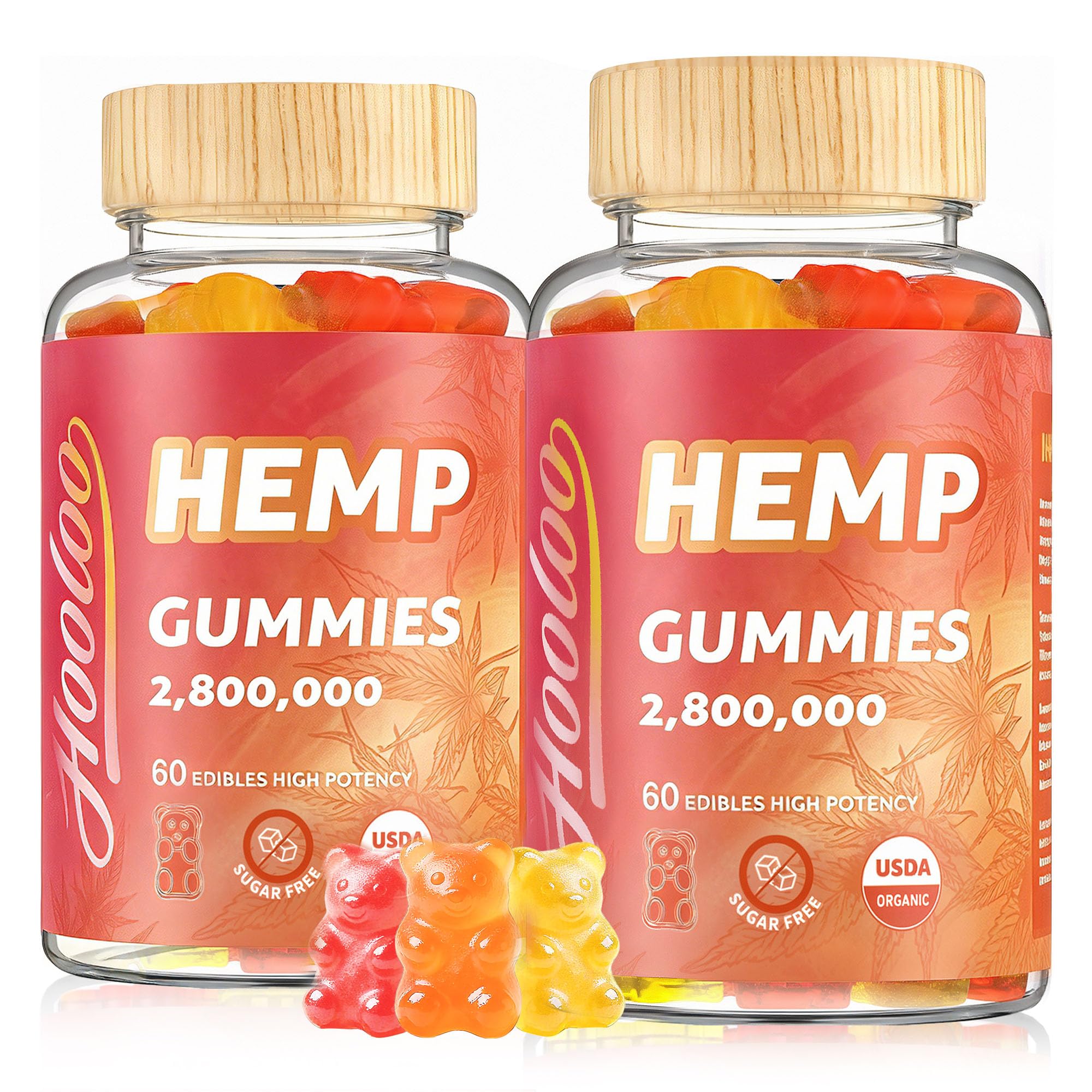 HOOLOO Hemp Gummies Omega 3-6-9 360g front view