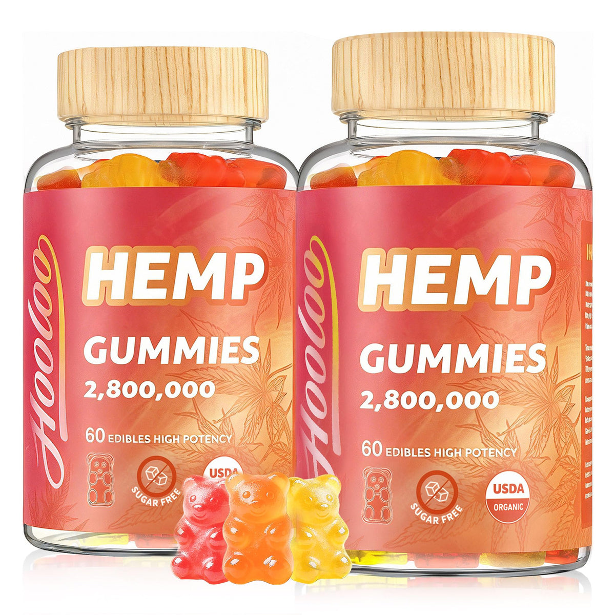 HOOLOO Hemp Gummies Omega 3-6-9 360g front view