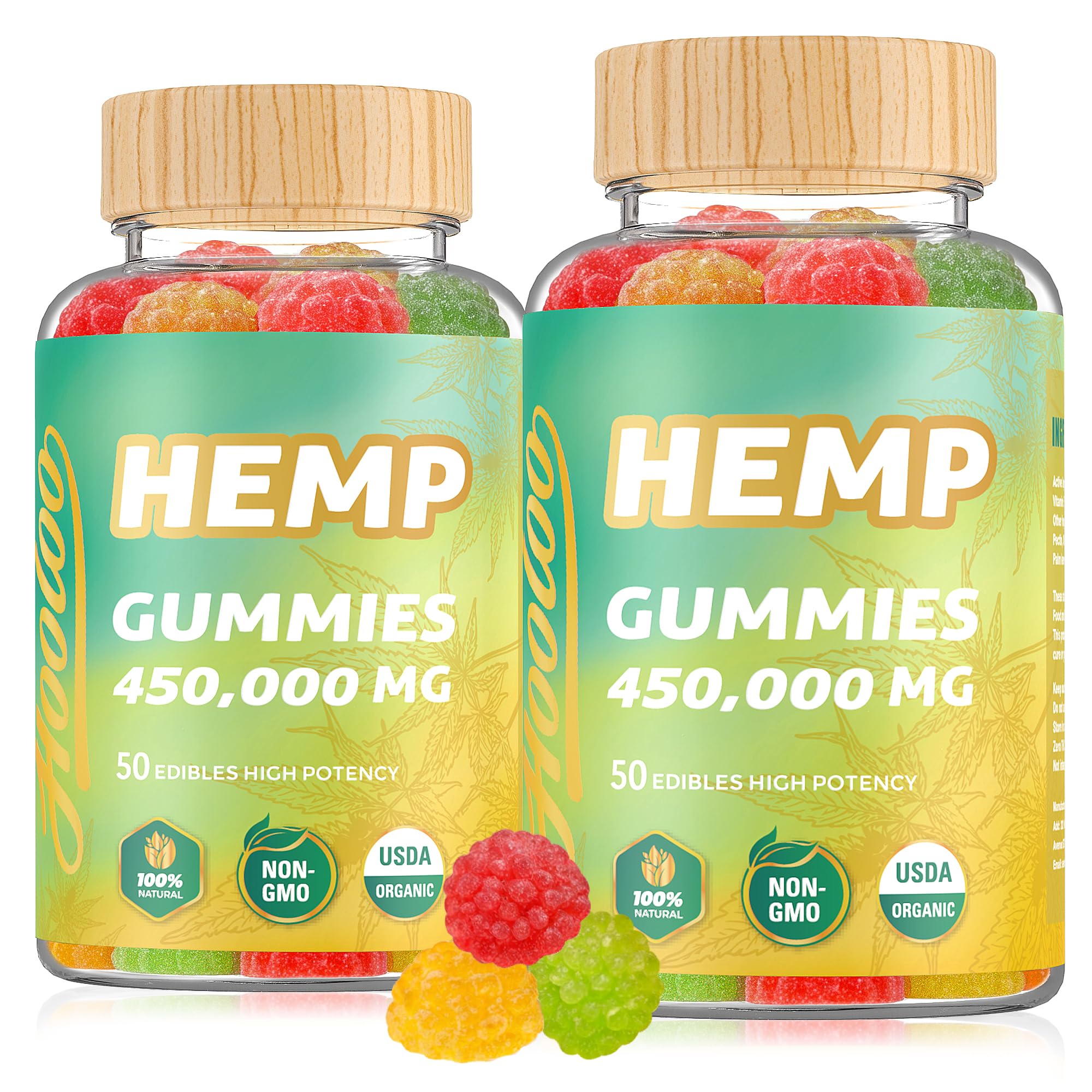 HOOLOO Hemp Gummies Omega 3-6-9 450,000mg front view