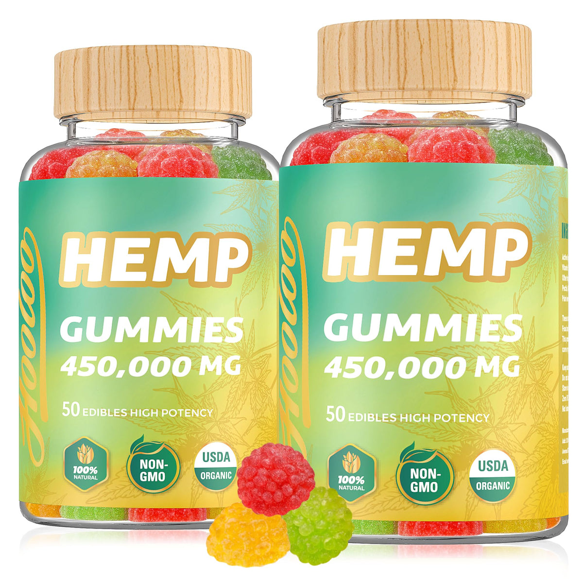 HOOLOO Hemp Gummies Omega 3-6-9 450,000mg front view