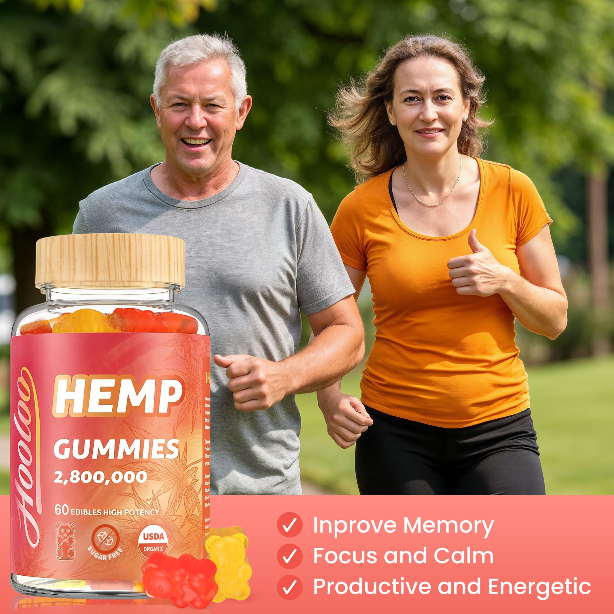HOOLOO Hemp Gummies Omega 3-6-9 gummies in a bowl
