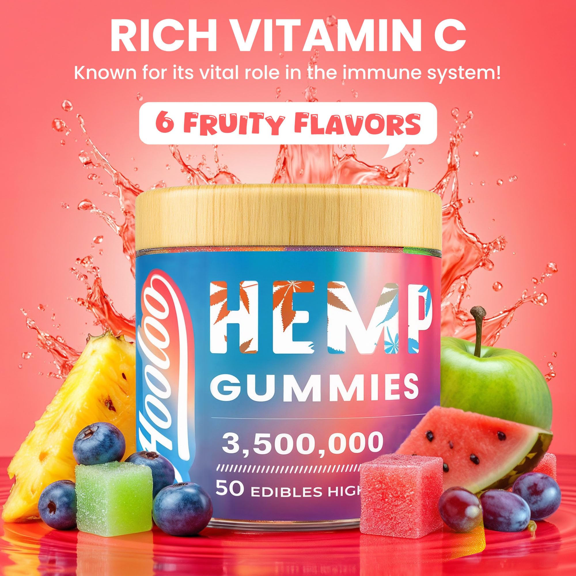HOOLOO Hemp Gummies package side view showing nutritional information