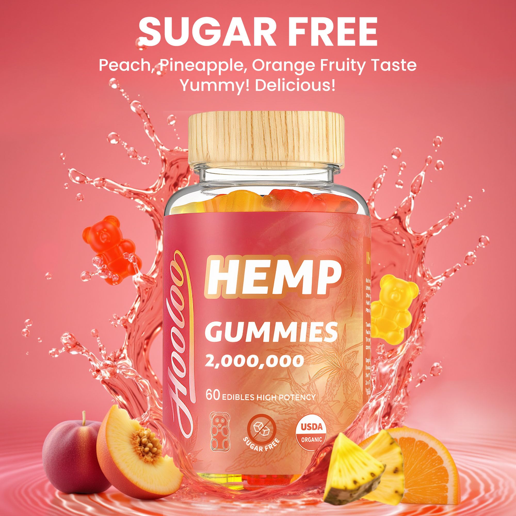 HOOLOO Hemp Gummies packaging showing nutritional information