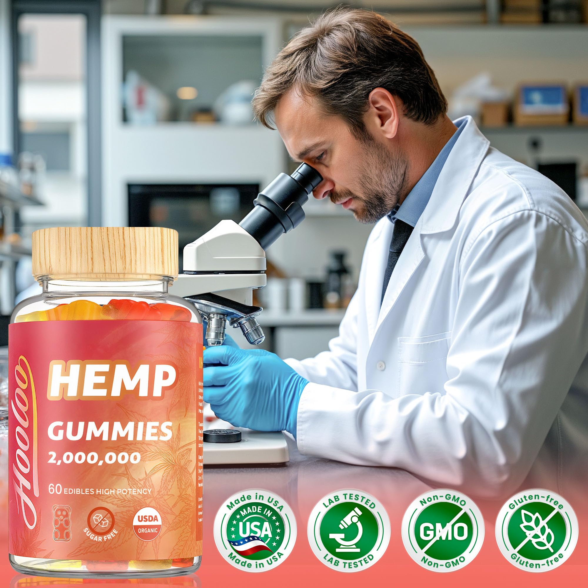 HOOLOO Hemp Gummies pineapple flavour close-up