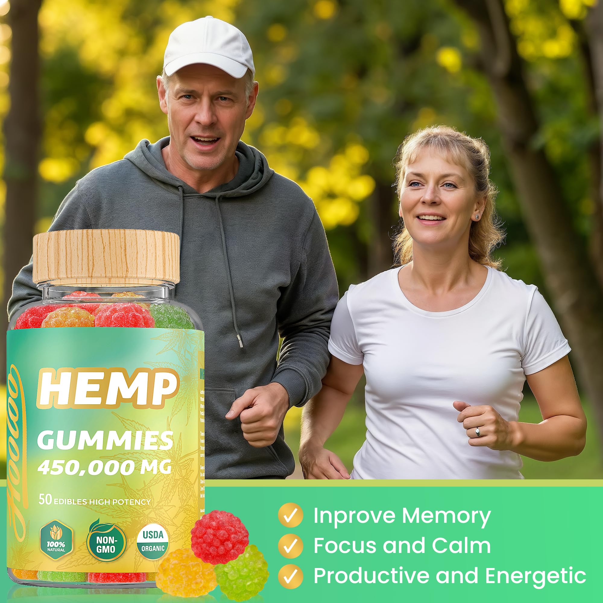 HOOLOO Hemp Gummies with a measuring spoon