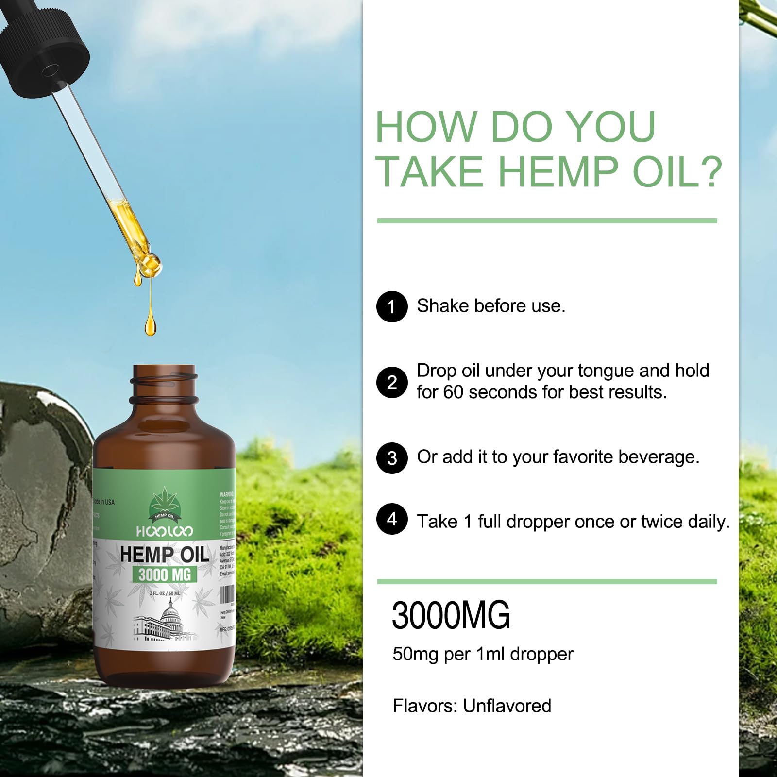 HOOLOO Hemp Oil 3000MG lifestyle scene