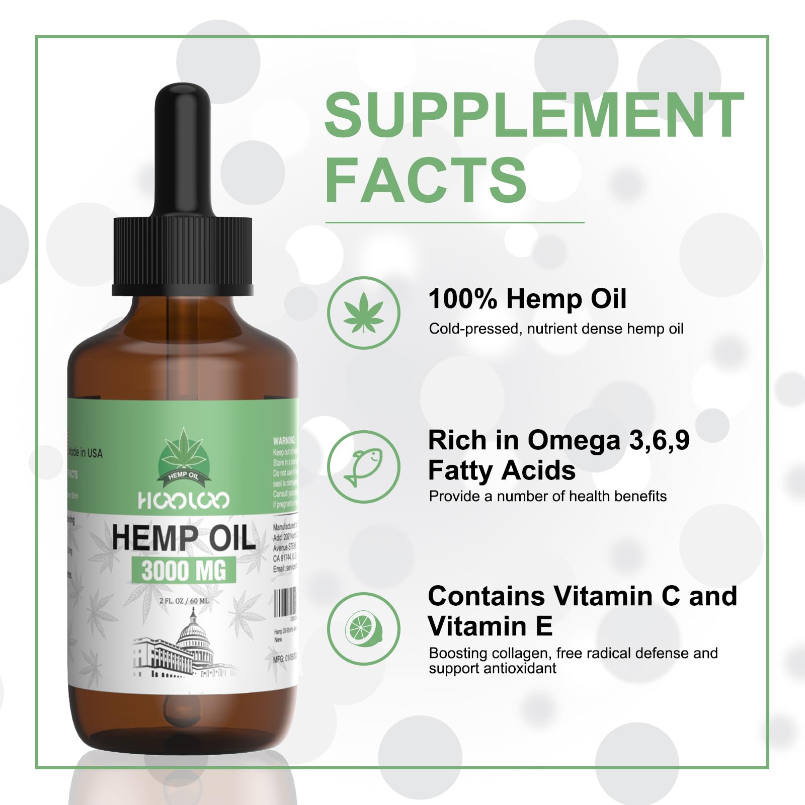 HOOLOO Hemp Oil 3000MG with coffee