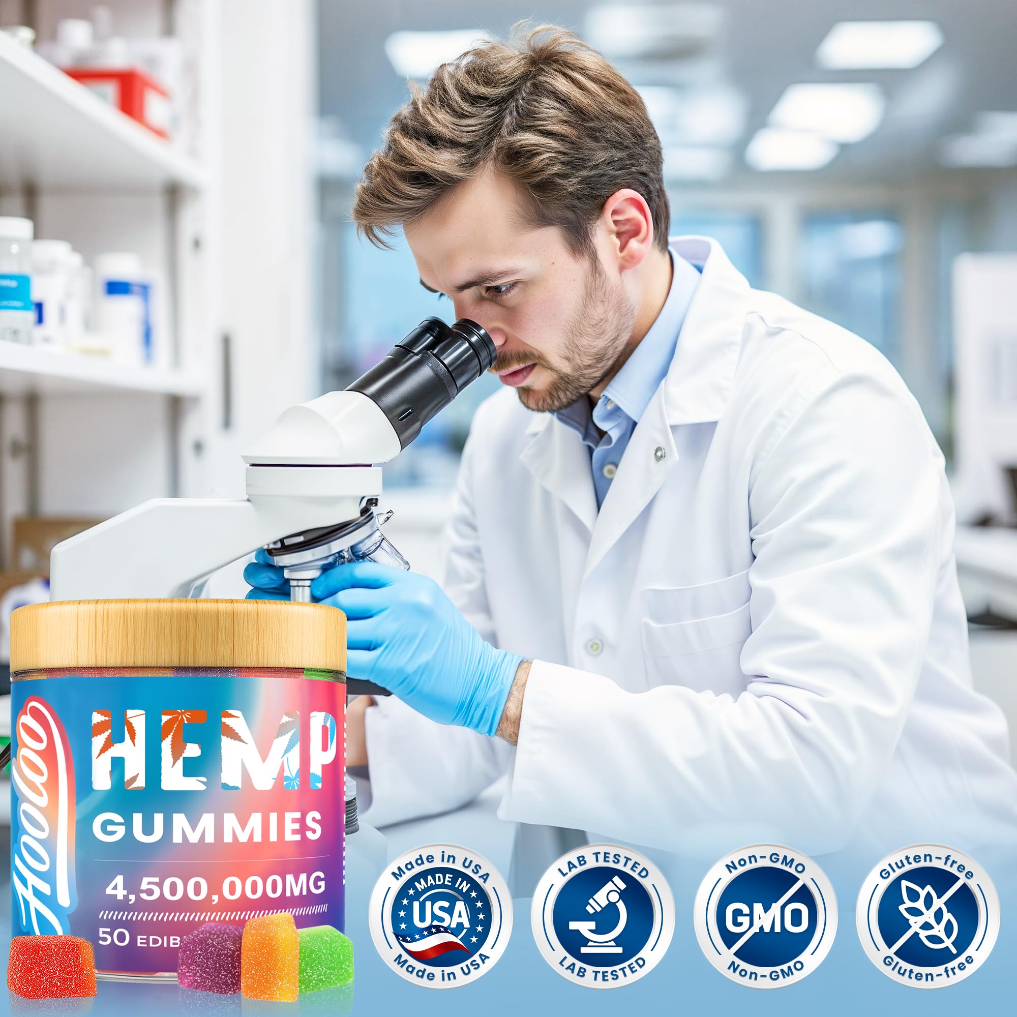 HOOLOO Omega 3-6-9 Hemp Gummies Pineapple flavour
