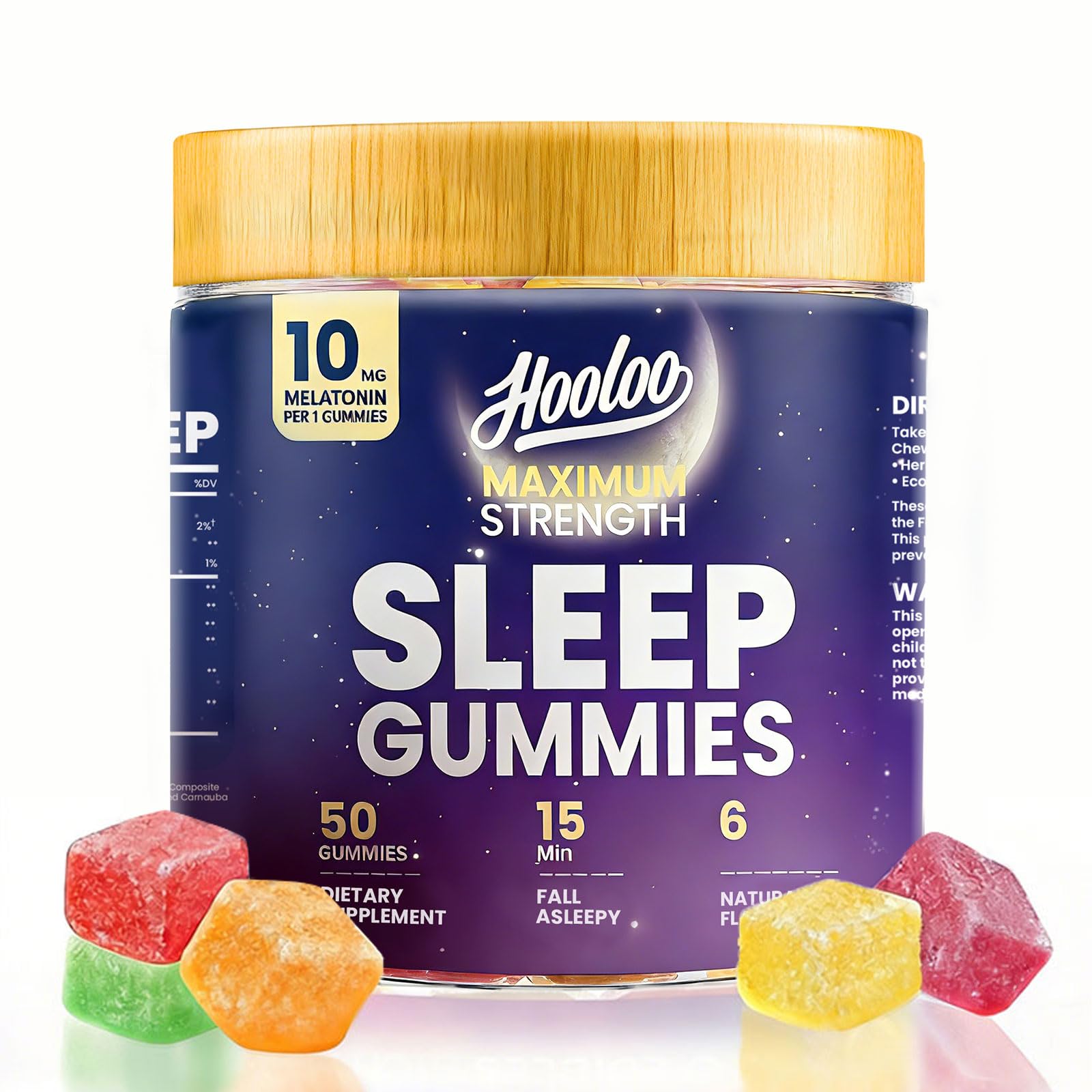 HOOLOO Sleep Gummies 10mg Melatonin front view with mixed berry flavour