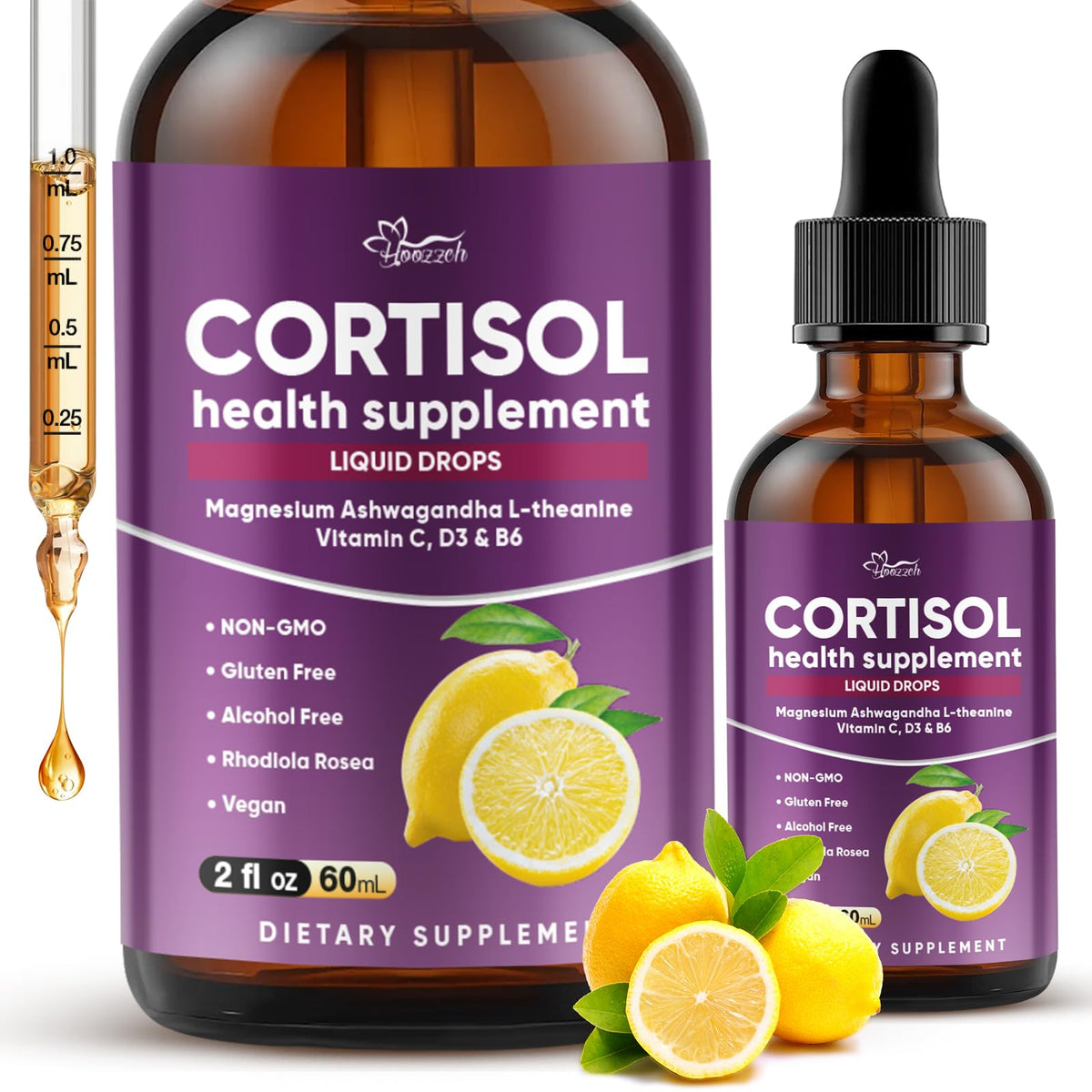 Hoozzch Cortisol Support Liquid Drops 60ml front view