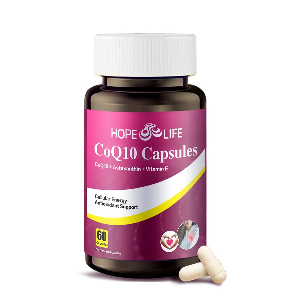 HOPE LIFE CoQ10 200mg Capsules front view with packaging