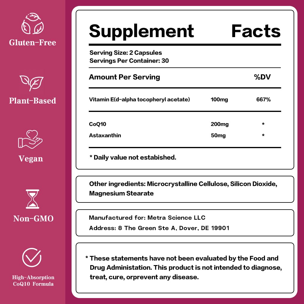HOPE LIFE CoQ10 200mg Capsules side view showing label