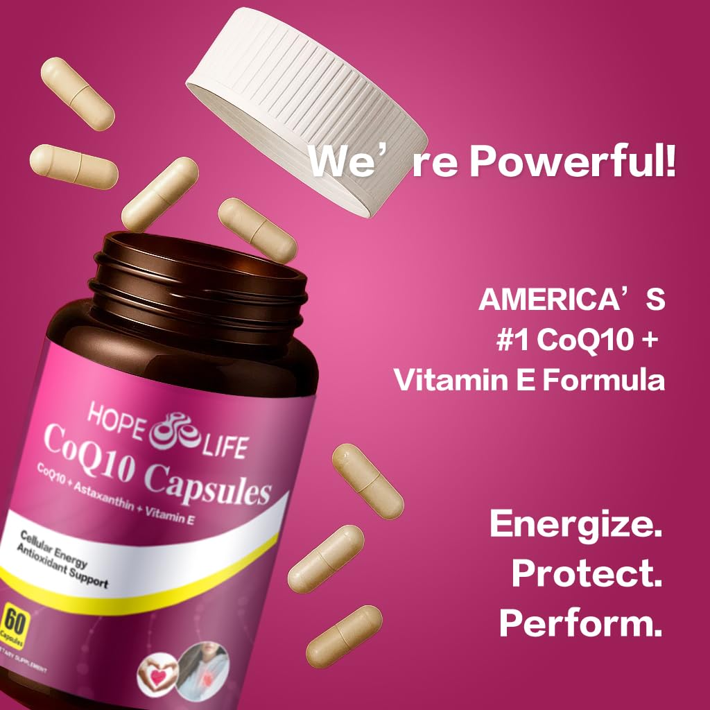HOPE LIFE CoQ10 200mg Capsules with a glass of water