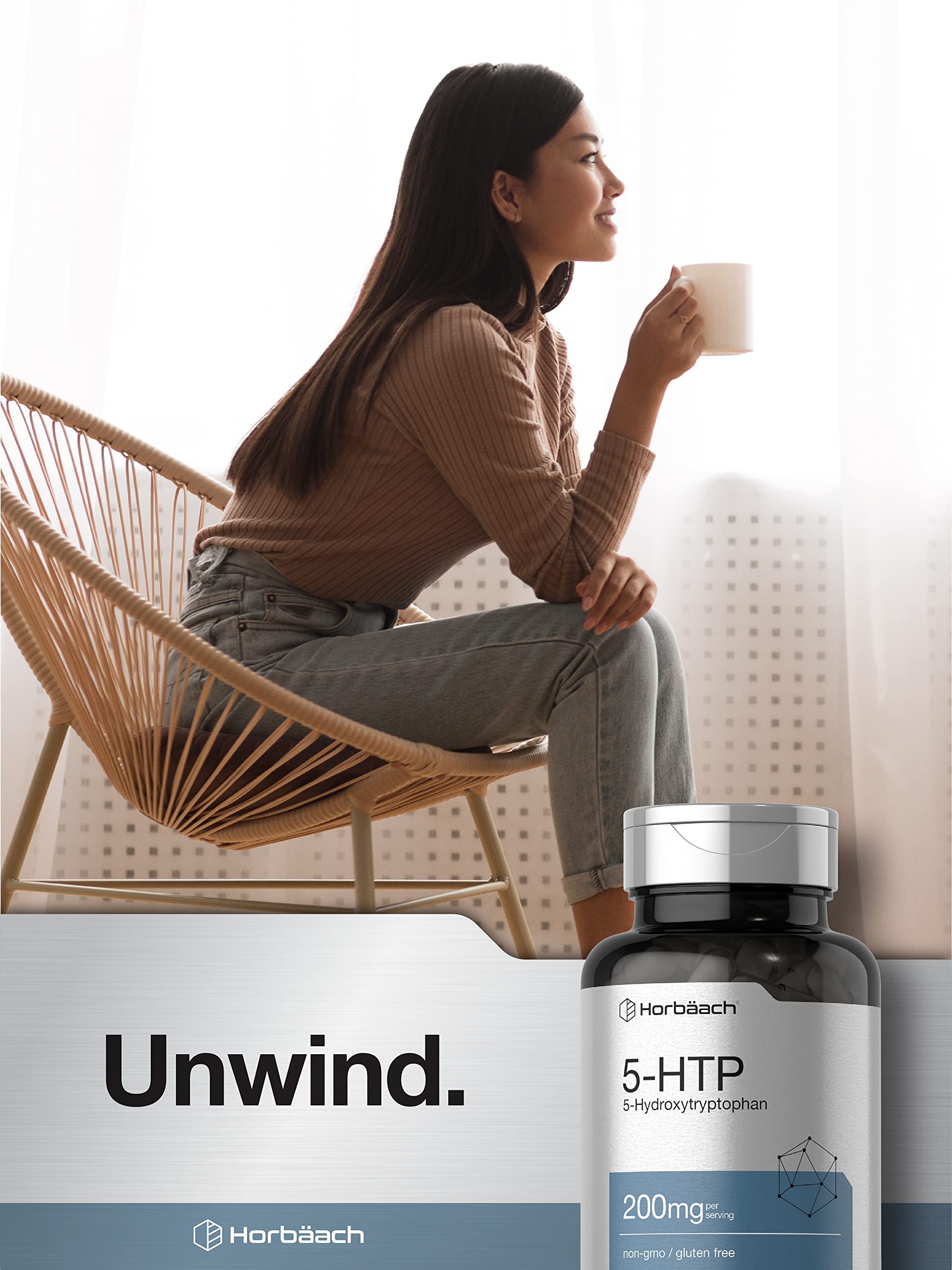 Horbäach 5-HTP 200mg capsules with fresh ingredients