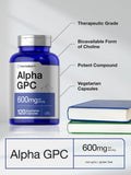 Horbäach Alpha GPC Choline Supplement back view with ingredient list