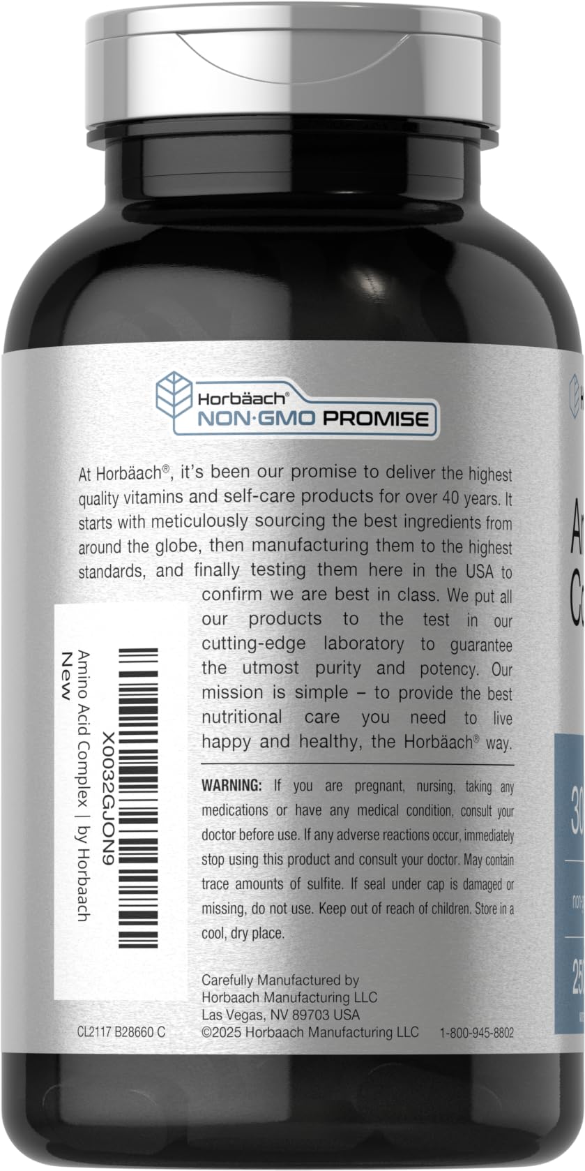 Horbäach Amino Acid Complex 3000mg Hydrolyzed Gelatin side view